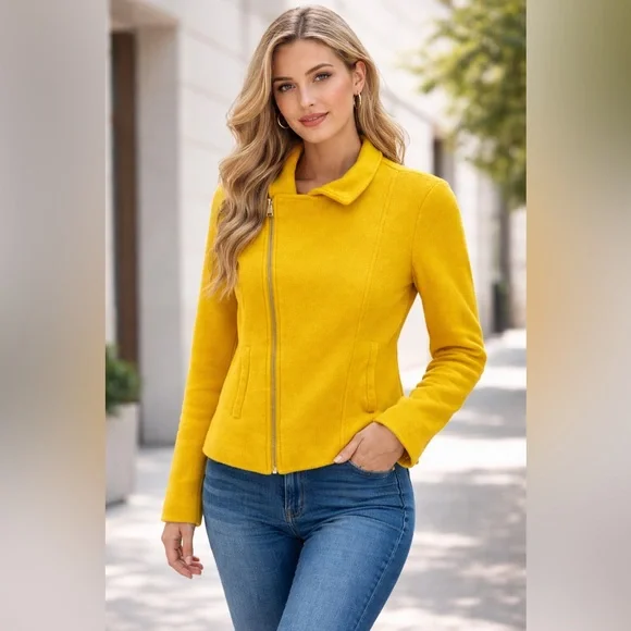 Lauren Ralph Lauren Cotton-Blend Moto Asymmetrical Zip Tailored Jacket SZ-M - Picture 1 of 16